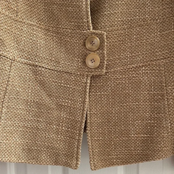 Zara 2000s Y2K Tweed Tan Blazer Faux Fur Collar Wool Blend Women’s 6 Academia - Picture 2 of 10